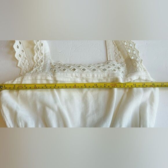 Maeve Eyelet Lace Trimmed Sundress Sz Small White Square Neck Pockets Lined - Picture 5 of 11